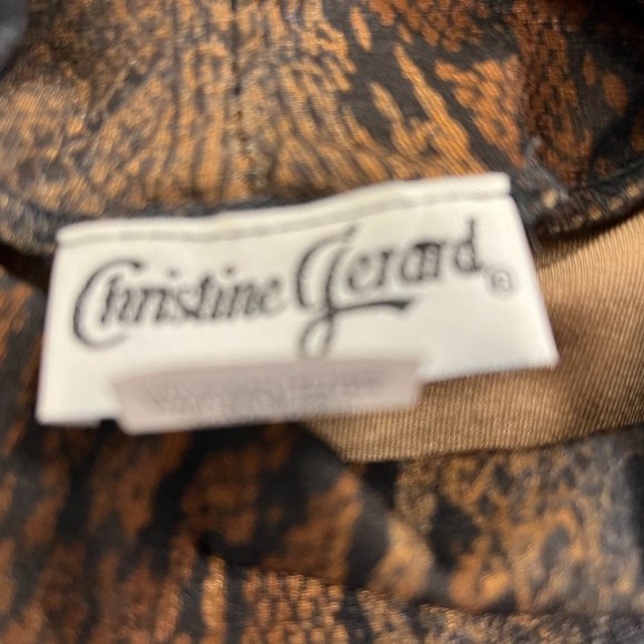 Christine Gerard snake python print brown black mock neck stretch top S New - Picture 6 of 6